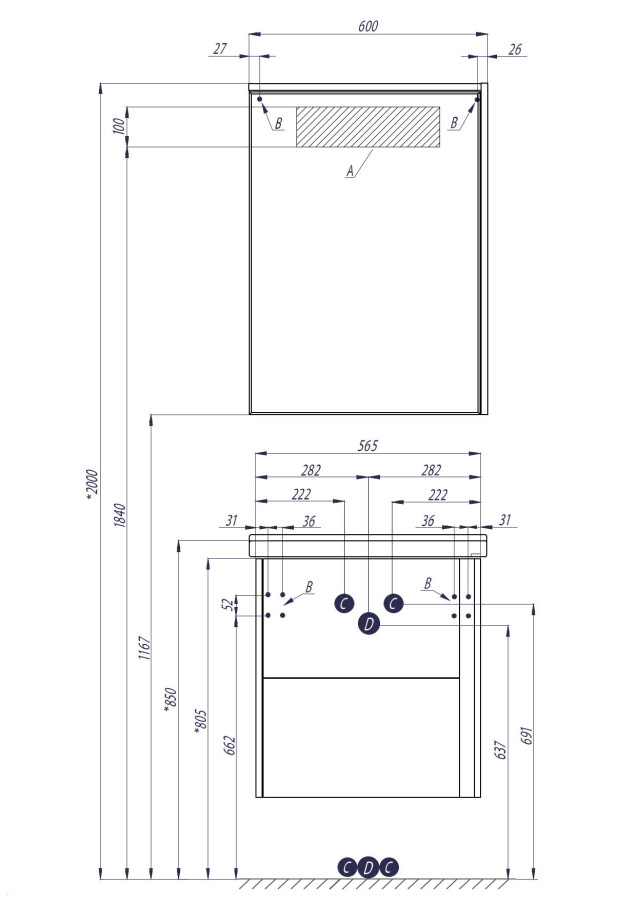 Зеркало-шкаф Акватон Стоун 60*83,3 1A231502SXC80