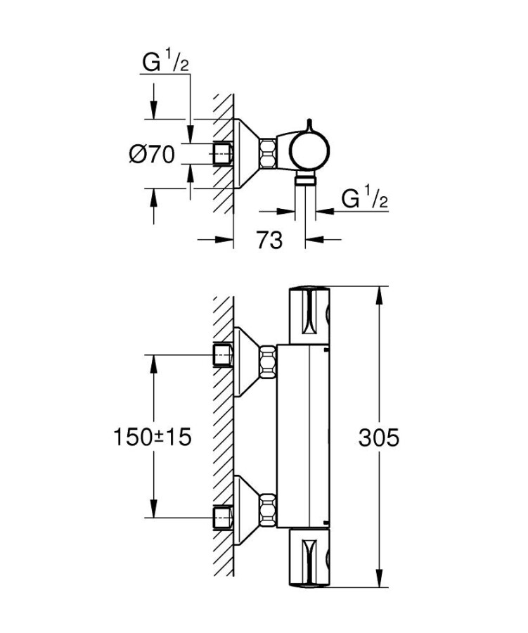 Grohe Grotherm 800 34558000 смеситель для душа хром