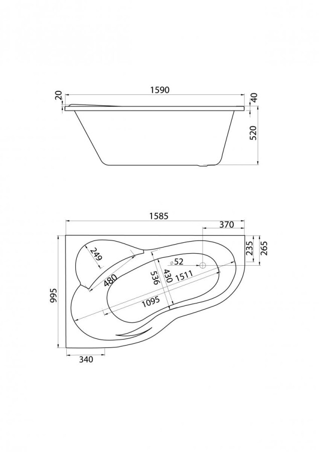 Santek Ибица XL 160*100 L ванна акриловая асимметричная 1.WH11.2.036