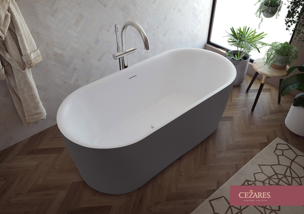Ванна акриловая матовая Cezares METAURO-INT-Central-180-80-60-G-W-MATT