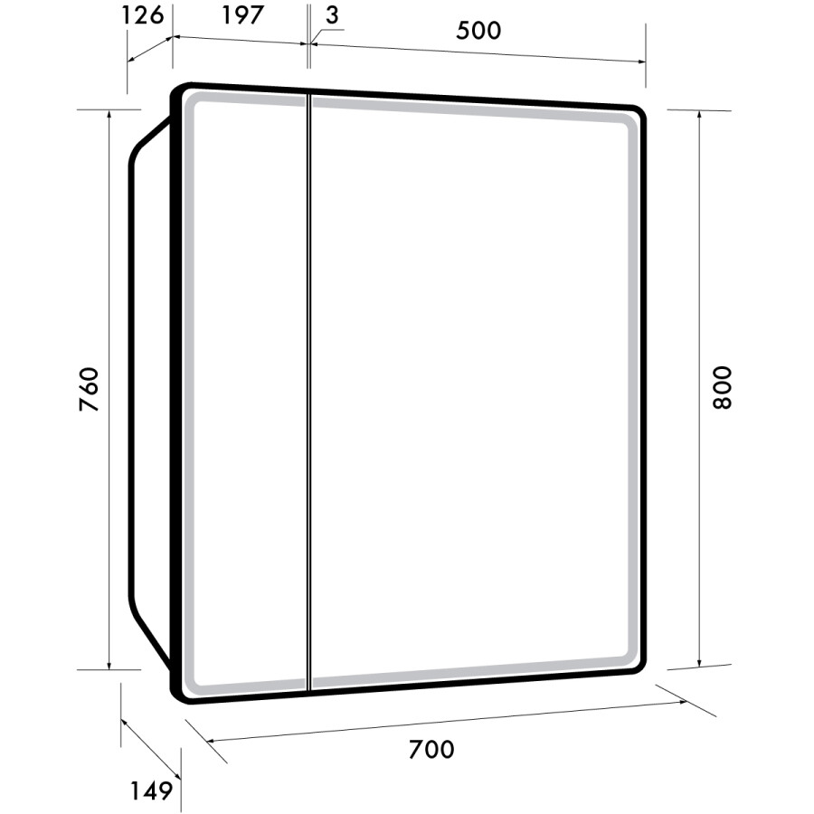 Dreja шкаф зеркальный подвесной Point 70 см с подсветкой белый 99.9033