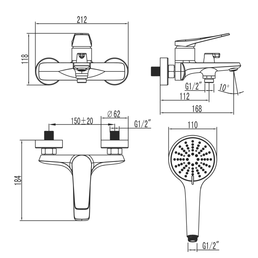 Lemark Bronx смеситель для ванны LM3714GM