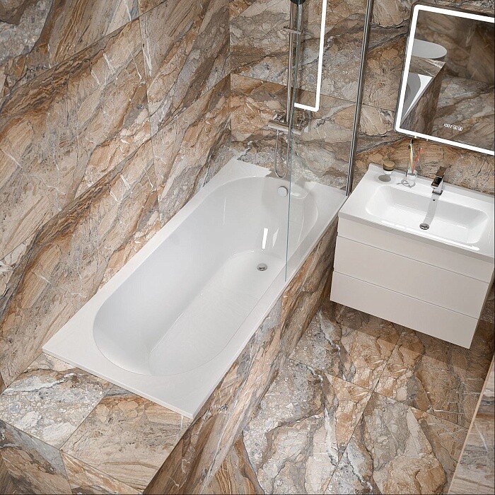 Эпсилон Solewater 170х75 см Каменная ванна прямоугольная, на ножках УТ000098552