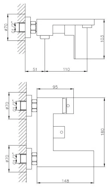 Haiba смеситель для ванны HB60803-2