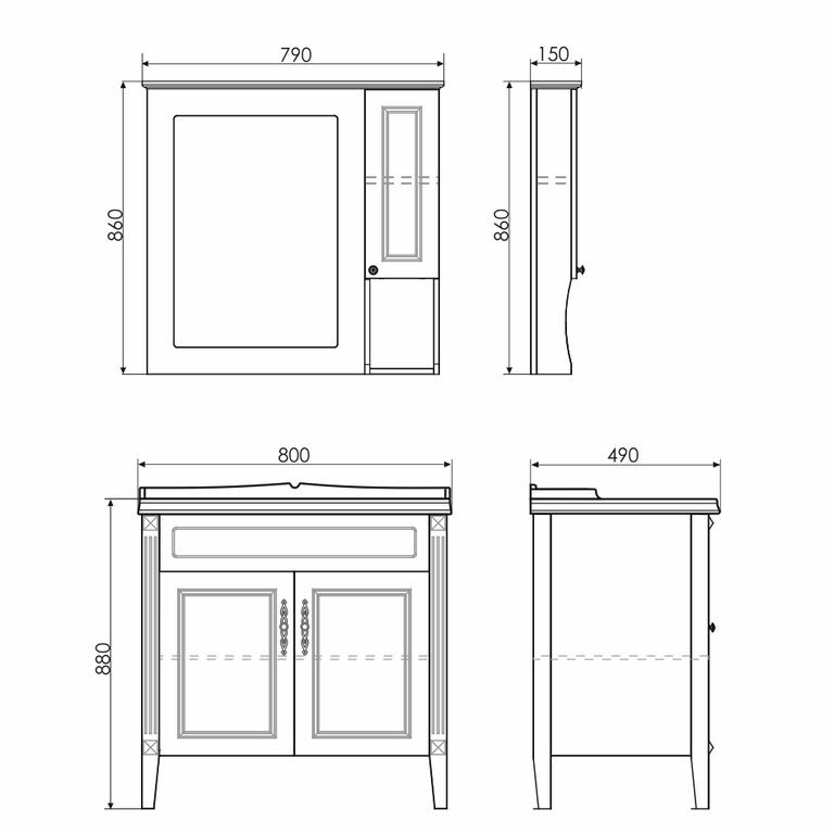 Зеркало-шкаф Comforty "Палермо-80" белый глянец 00004139246CF