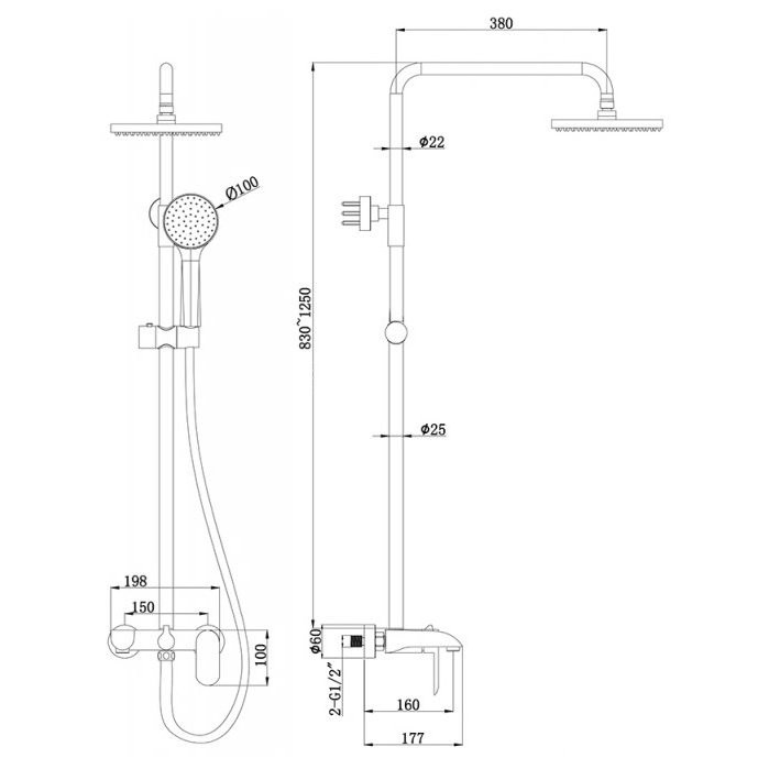 Bravat Pure F6335369CP-A-RUS Душевая система с изливом