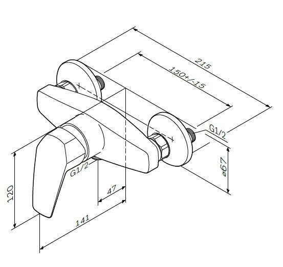 Am.Pm Gem F9020000 смеситель для душа хром 21.5Х12 см