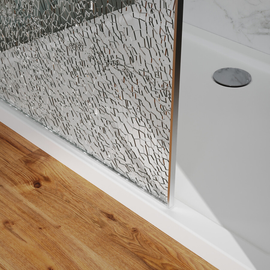 Душевая перегородка Azario Walk-in 900x2000 в рамке, "Битое стекло", толщина стекла 13 мм, профиль черный матовый AZ-275-90-MВ-CBR