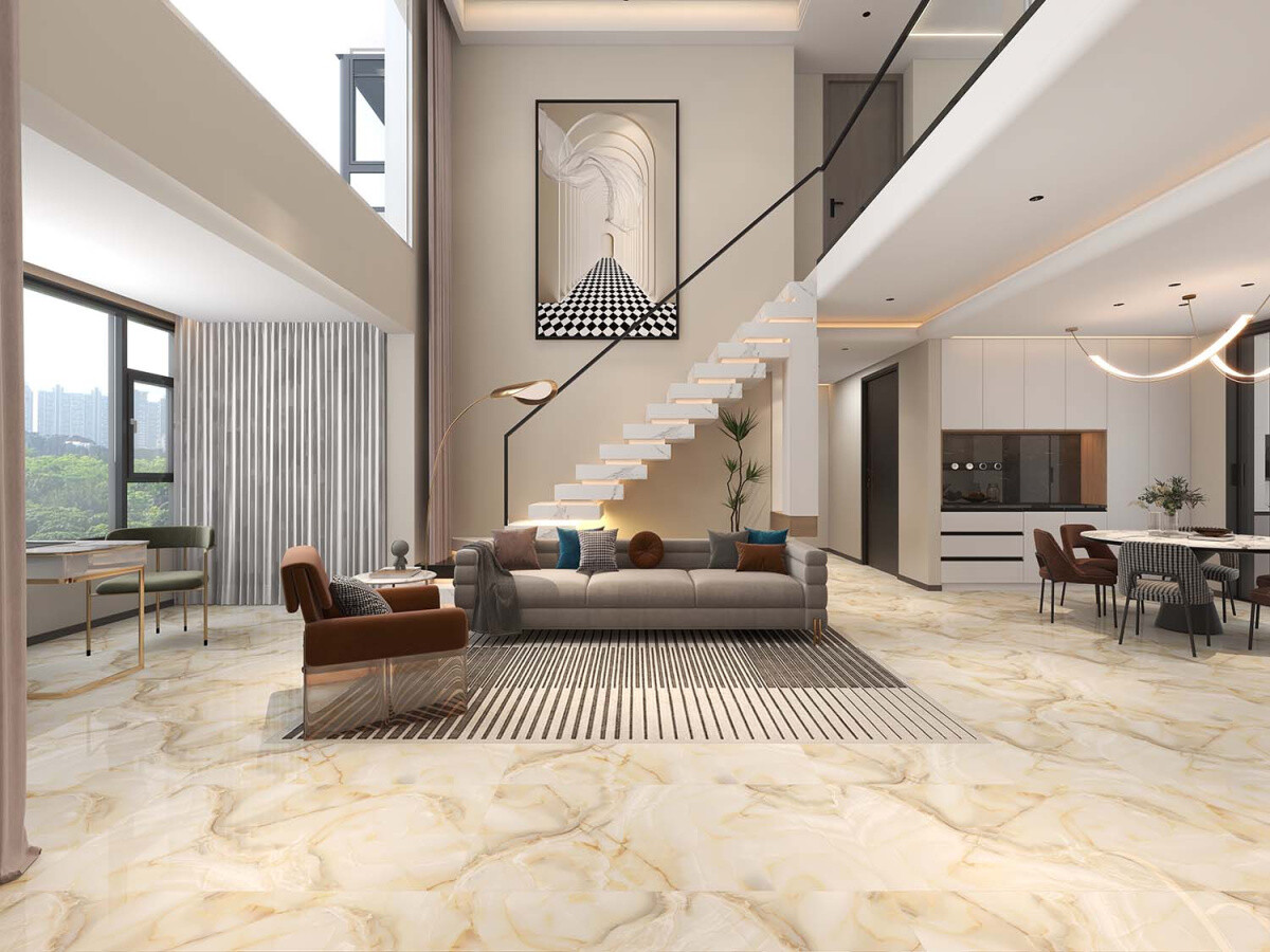 Керамогранит Azario Shiny Onyx Gold 60x120 Carving H18004006G