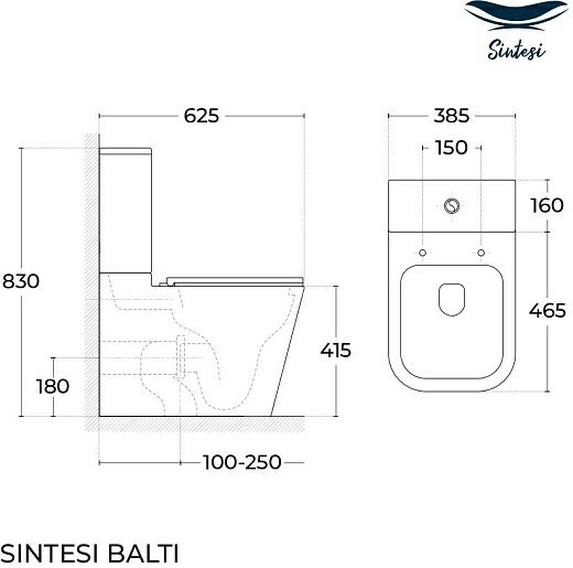 Чаша напольного унитаза безободковая SinteSi Balti белая без бачка с крышкой-сиденьем дюропласт, микролифт SIN-TP-BLT-271