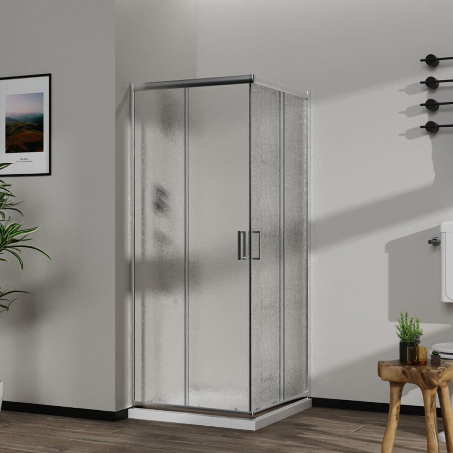 Душевое ограждение Azario Paris 900х900х1950 стекло "Шиншилла" 5 мм, профиль хром AZ-R06-90-CH-CHC