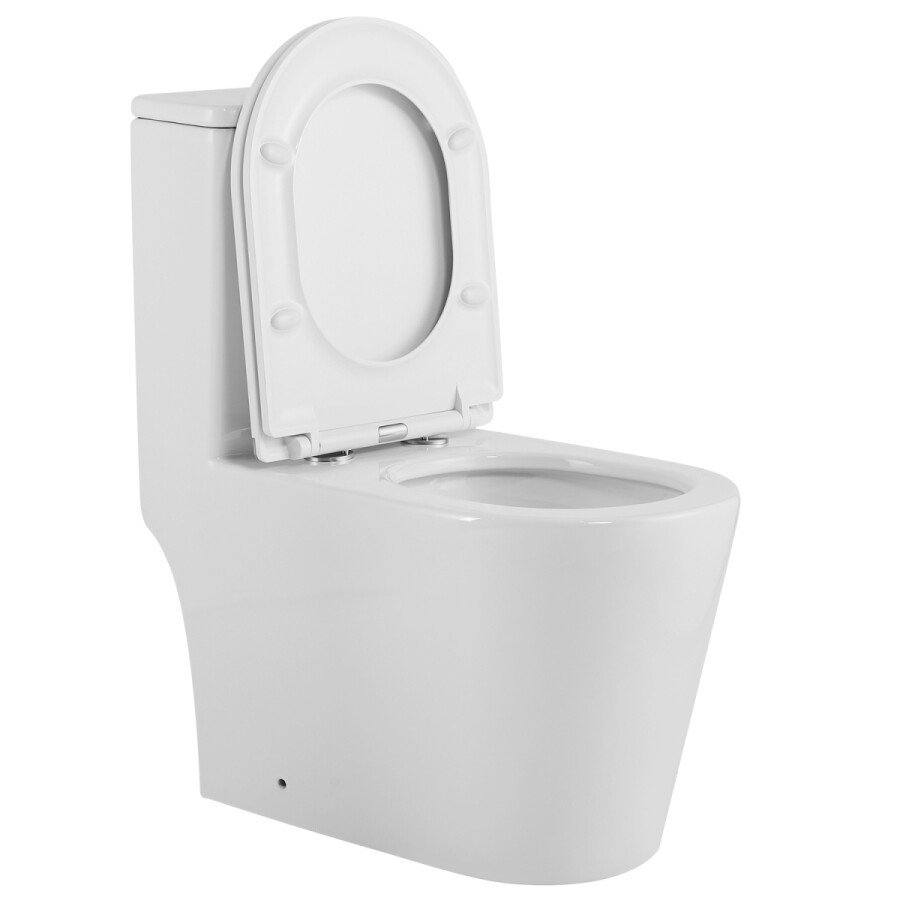Унитаз-моноблок AZARIO Nimbus 360x680х813 безободковый, система слива "скрытое торнадо", в комплекте с быстросъемным сиденьем микролифт AZ-6080-AP