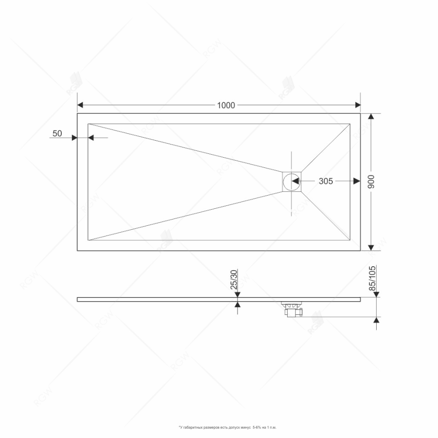 RGW ST душевой поддон 90х100 см 16152910-03