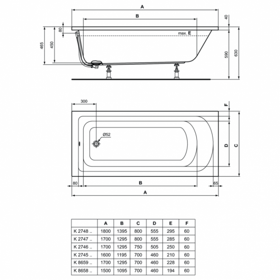 Ideal Standard Hotline ванна акриловая прямоугольная 150х70 K865801