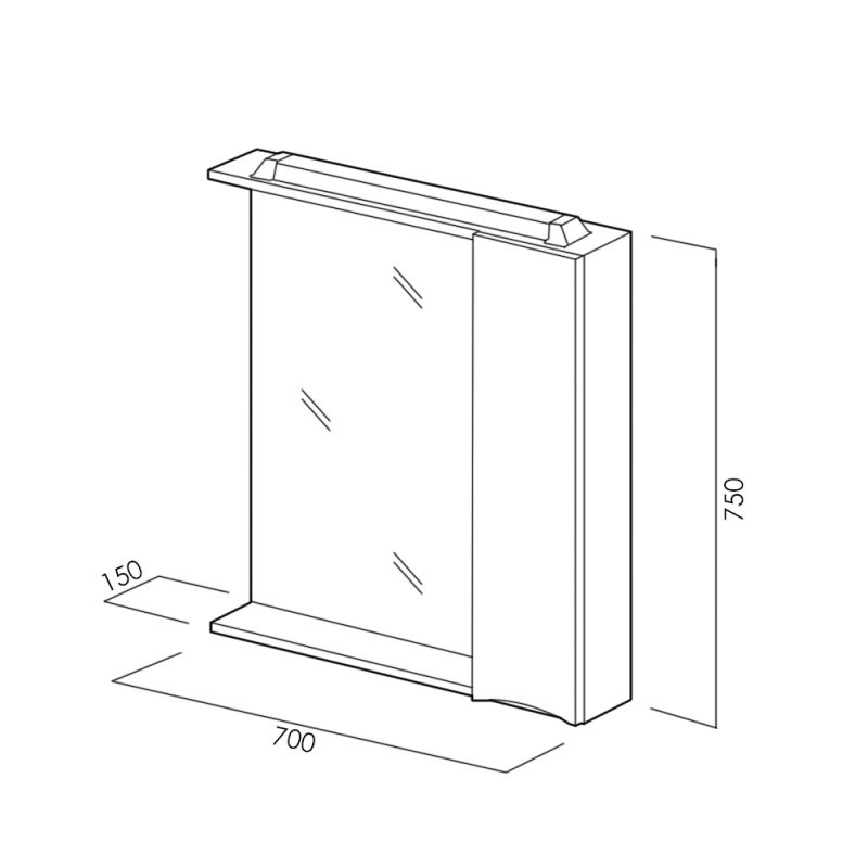 Зеркало-шкаф BelBagno MARINO-SPC-700/750-1A-BL-P-R/L 70*75