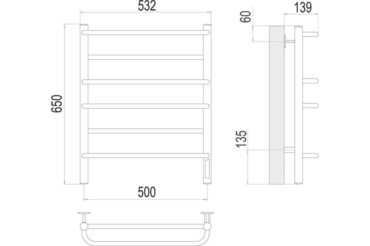 Полотенцесушитель Terminus Евромикс Quick Touch Черный 432/650 П6