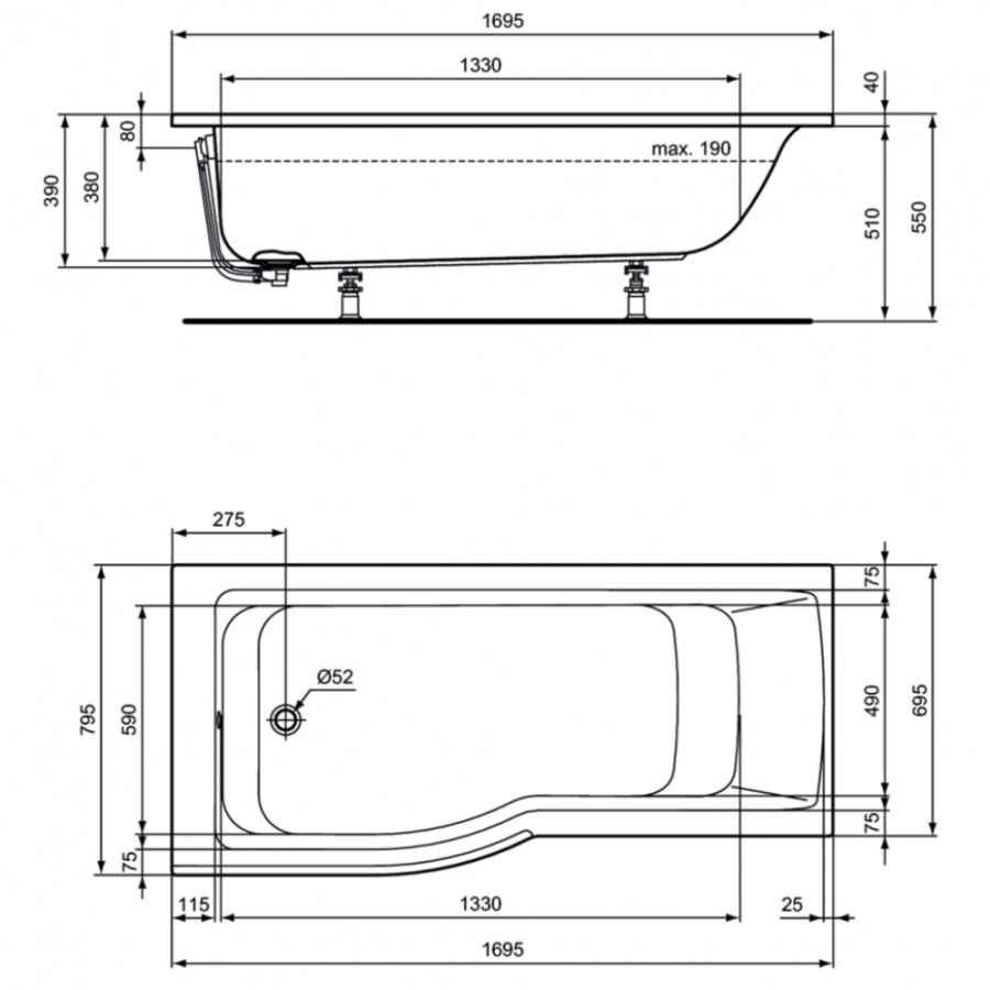 Ideal Standard Connect Air ванна акриловая левая 170х80 E113401