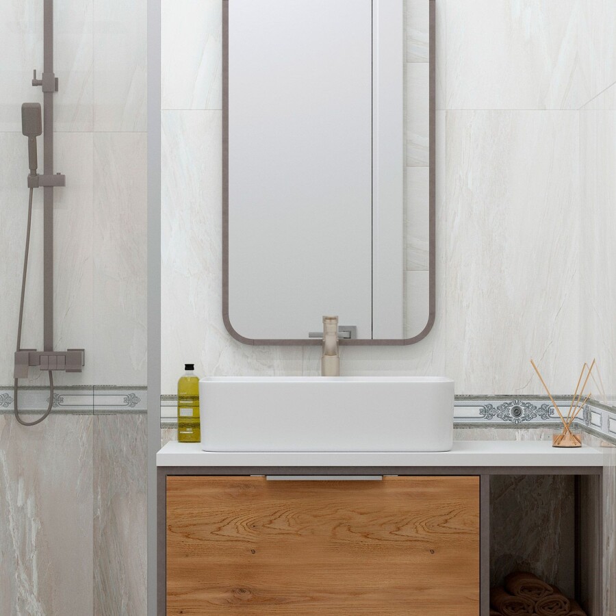 Плитка настенная 351 Eurotile Eclipse Grey Бордюр Центр 7x30