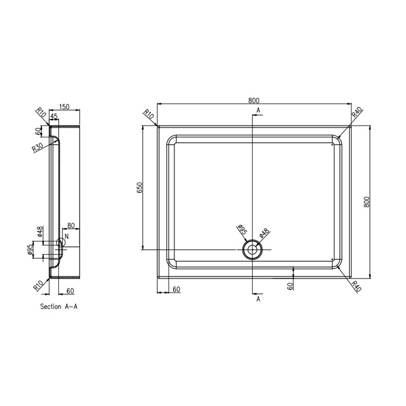 Azario Toronto 80*80*15 душевой поддон акриловый P18 R/L