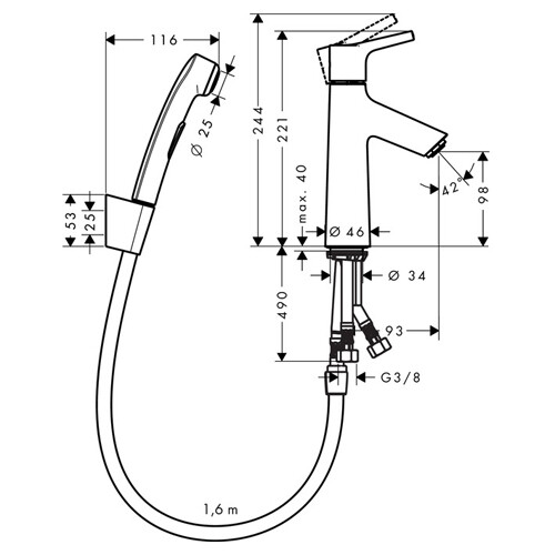 Hansgrohe Talis S Смеситель для раковины с гигиеническим душем хром 72290000