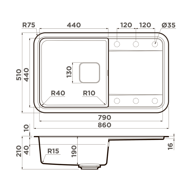 Omoikiri TASOGARE 86 мойка кухонная серый 4993459