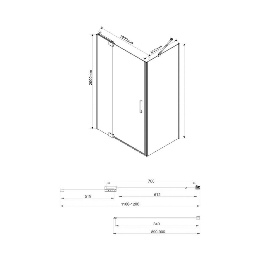 Vincea Extra душевой уголок VSR-1E111290CL 110/120×90 хром, стекло прозрачное