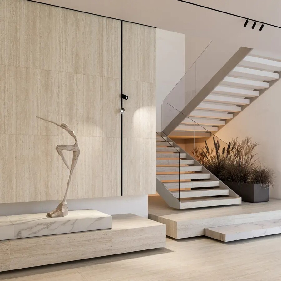 Керамическая плитка Kerama Marazzi Прованс Про Травертин Бежевый матовый обрезной 30x89,5x0,9 KM3090B0181R