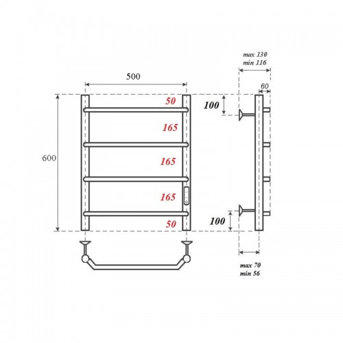 Point Виктория полотенцесушитель электрический 50х60 PN06856