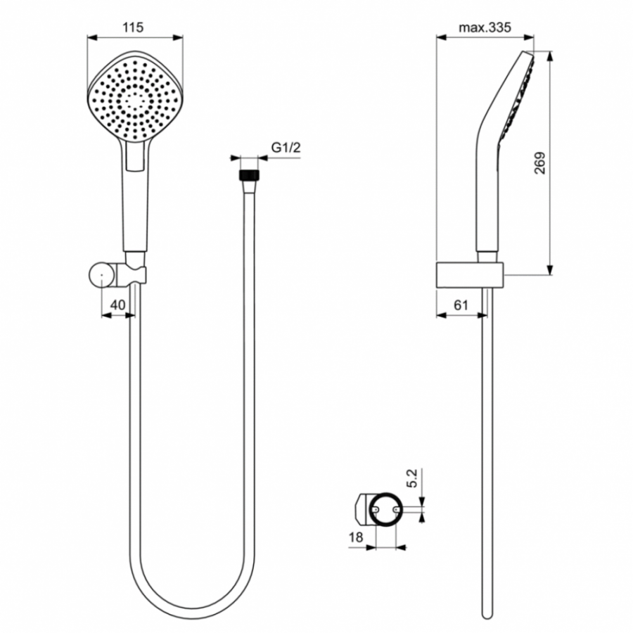 Ideal Standard IdealRain душевая лейка с держателем B2240AA