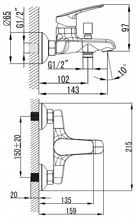 Azario набор смесителей для ванны AZ-WKF168042C+AZ-WKF238042C+AZ-15752010