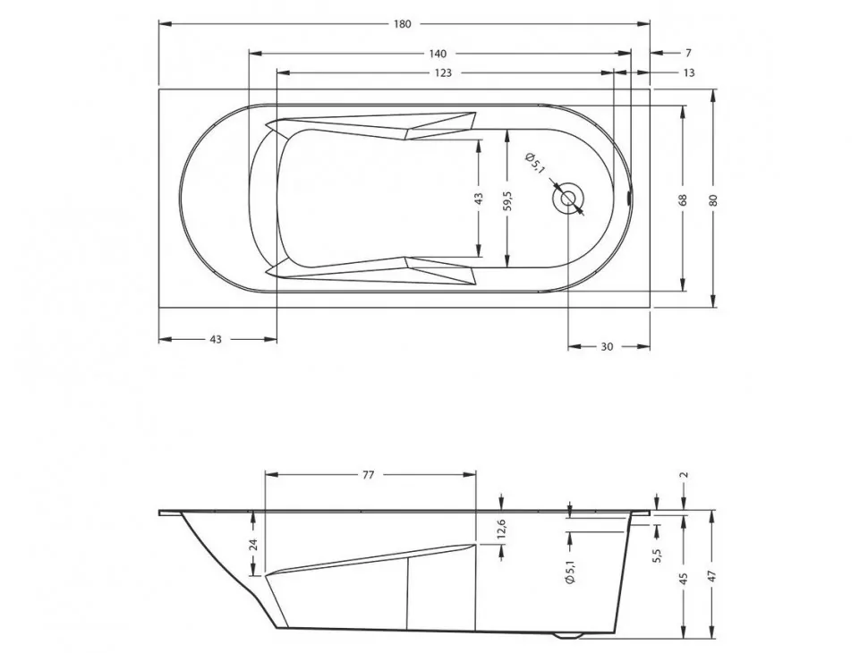 Riho Lazy Right ванна акриловая прямоугольная 180х80 BC4200500000000