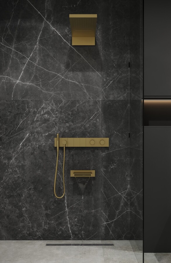 Душевая система трехпозиционная с термостатом и изливом Boheme Zodiac Золото 133-2-G