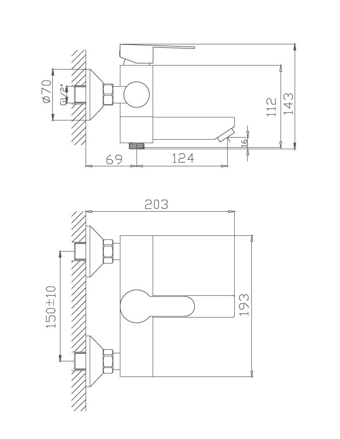 Haiba HB60801 смеситель для ванны никель