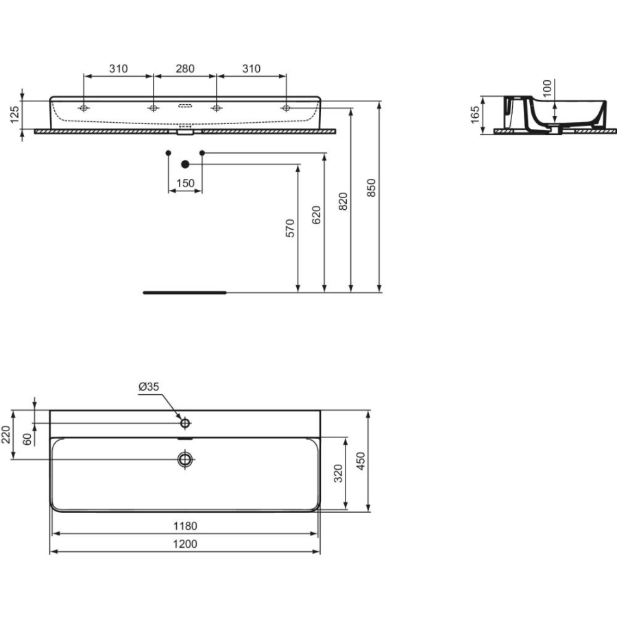 Ideal Standard Conca раковина 120x45 см T369401