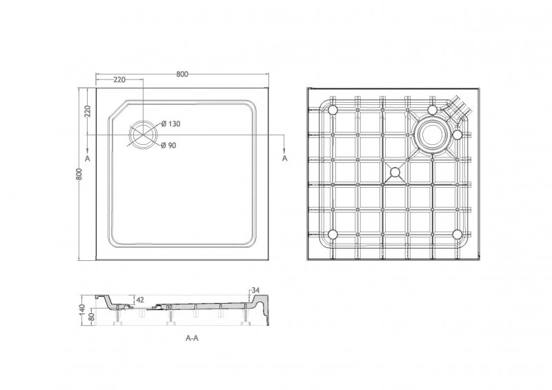 Cezares Tray поддон из стеклокомпозита 80х80 TRAY-SMC-A-80-550-150-W