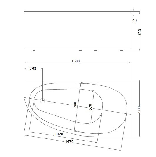 Акватек Дива EKR-F0000072 панель фронтальная к ванне левая 160x90 см