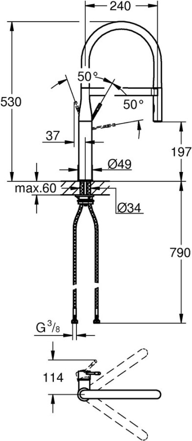 Grohe Essence 30294000 смеситель для кухни хром/черный