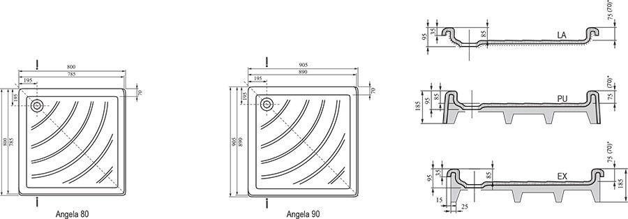 Ravak Angela 80*80*18,5 LA душевой поддон акриловый A014401220