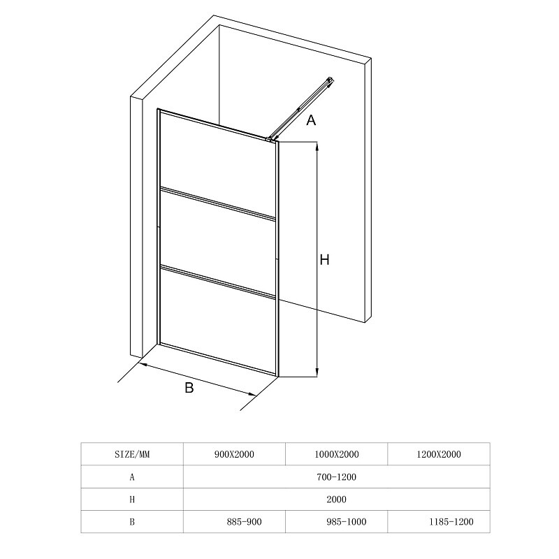 Душевая перегородка Loranto Sunway 90х200 профиль черный матовый CS-X03B-90