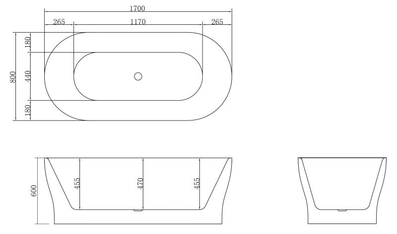 BelBagno BB405-1700-800 170*80 ванна акриловая овальная