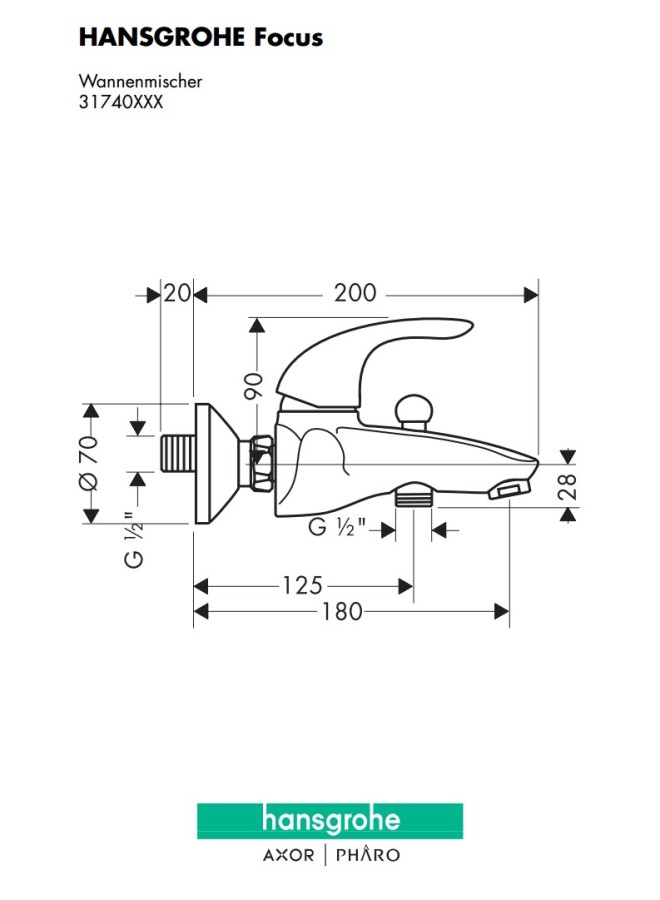 Hansgrohe Focus E 31740000 cмеситель для ванны хром