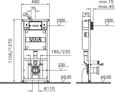 VitrA S50 9003B003-7201 унитаз подвесной + инсталляция