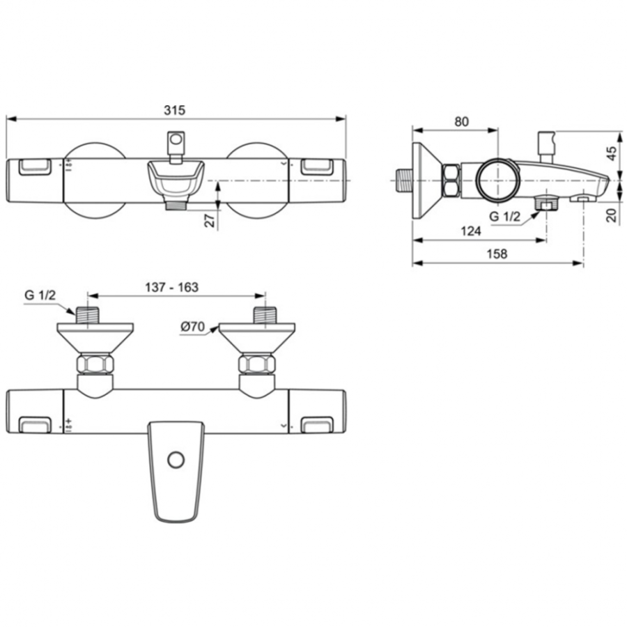 Ideal Standard Ceratherm смеситель для ванны A7206AA