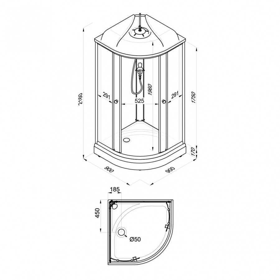 Душевая кабина Niagara Light L90/17 (90х90х215) 3 места