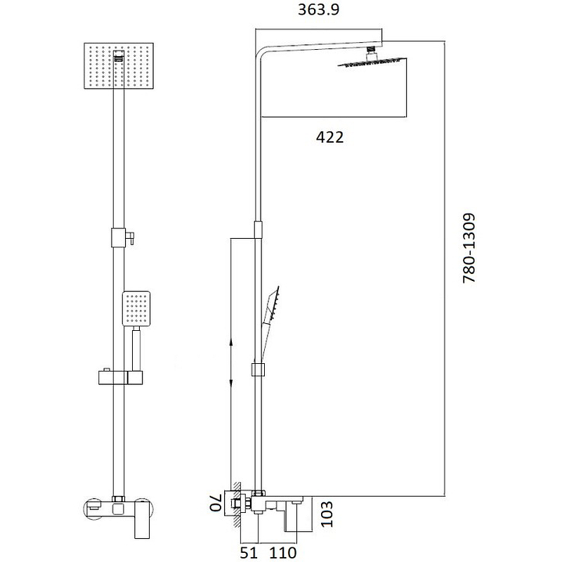 Haiba душевая система со смесителем HB24817-7