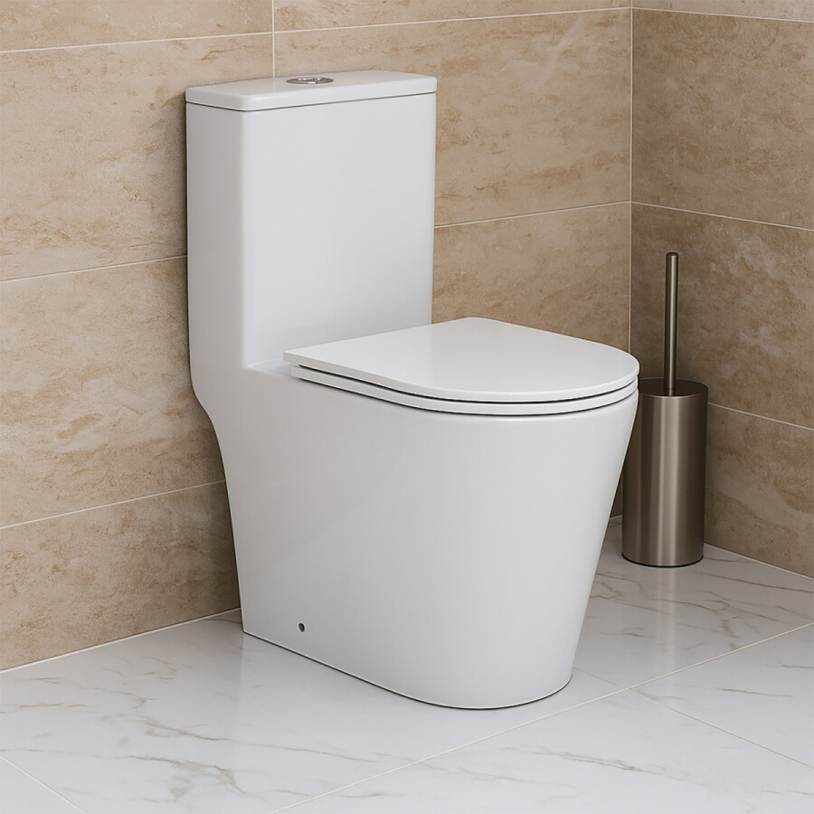 Унитаз-моноблок AZARIO Nimbus 360x680х813 безободковый, система слива "скрытое торнадо", в комплекте с быстросъемным сиденьем микролифт AZ-6080-AP