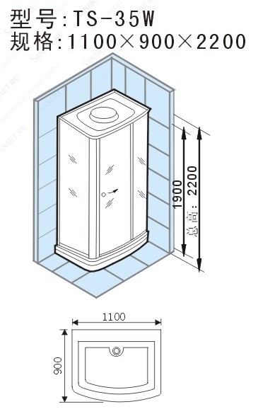 Appollo TS-35W Душевой бокс 110*90*220