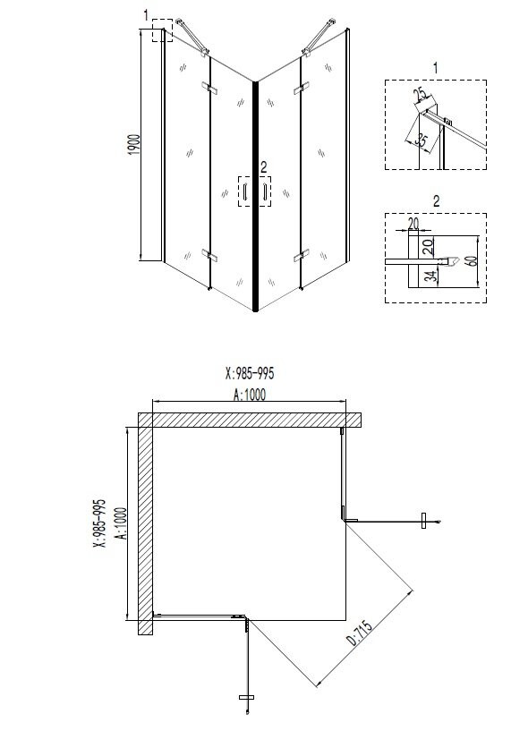 Душевой уголок 100x100 Niagara NG 6614-08 66140811