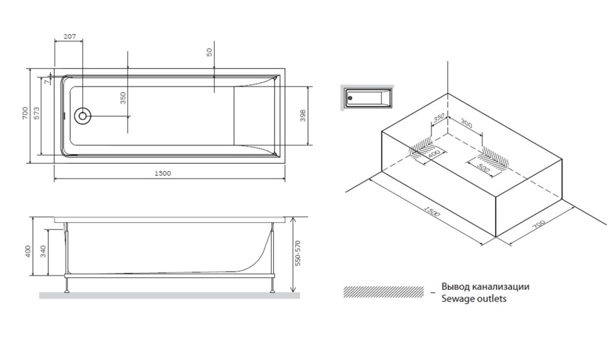 Am.Pm Gem 170*70 ванна акриловая W90A-170-070W-A1