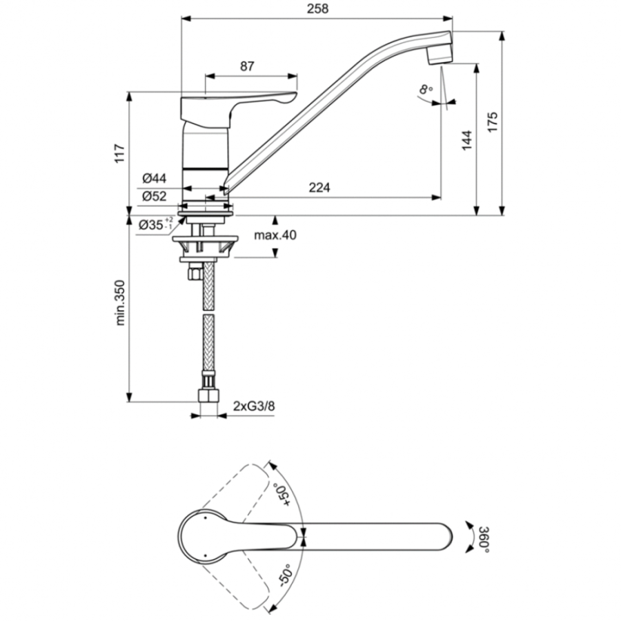 Ideal Standard Alpha смеситель для кухни BC490AA